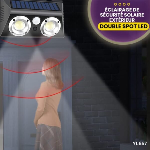 Éclairage de sécurité solaire extérieur à double spot LED YL657 – Image 4
