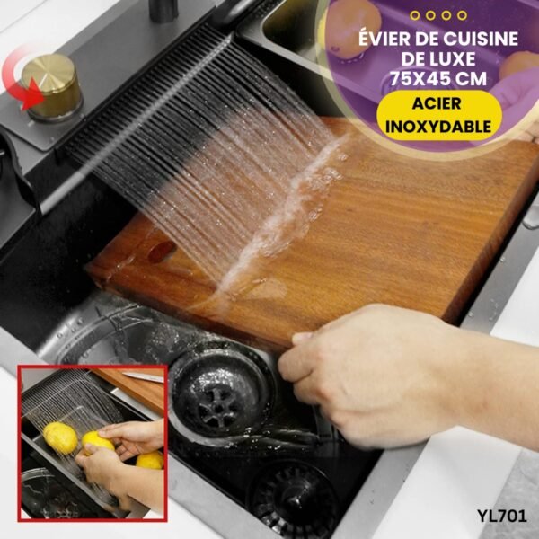 Évier de cuisine de luxe et design en cascade YL701 – Image 4