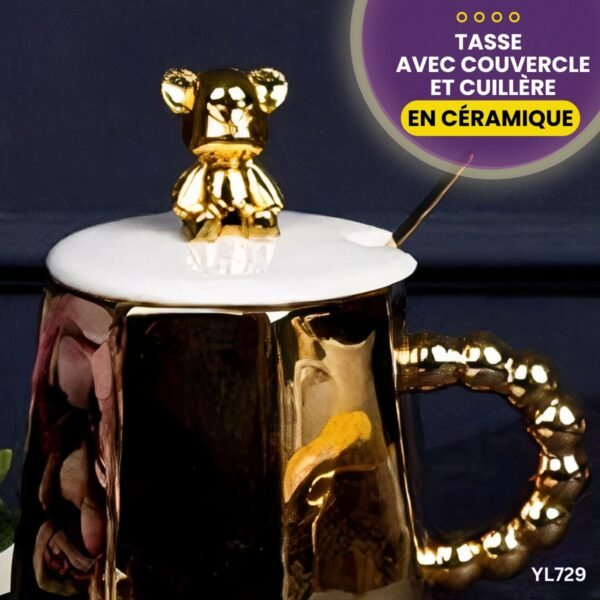 Tasse en céramique avec couvercle et cuillère YL729 – Image 4