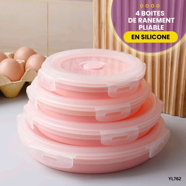4 boites de rangement silicone,Pliable YL762 – Image 4