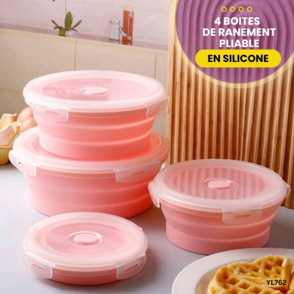 4 boites de rangement silicone,Pliable YL762 – Image 7