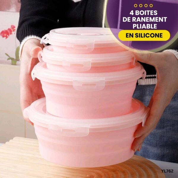 4 boites de rangement silicone,Pliable YL762 – Image 3