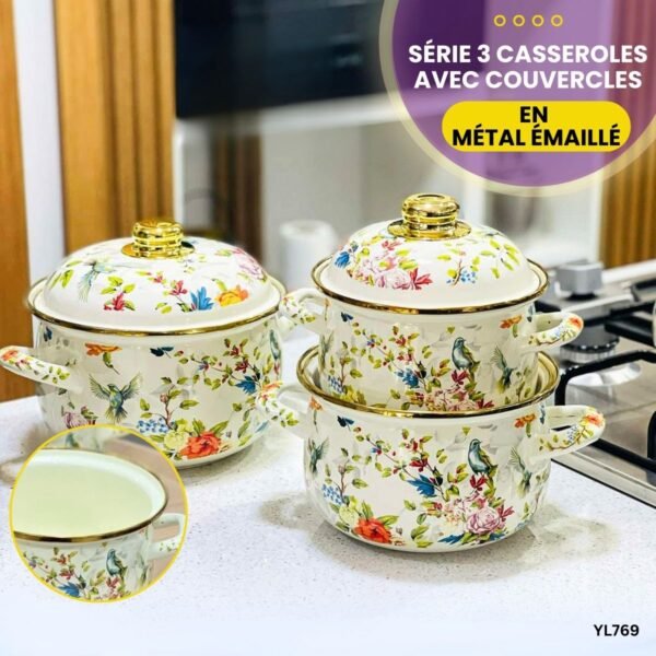 Série 3 Casseroles avec couvercles YL769 – Image 4