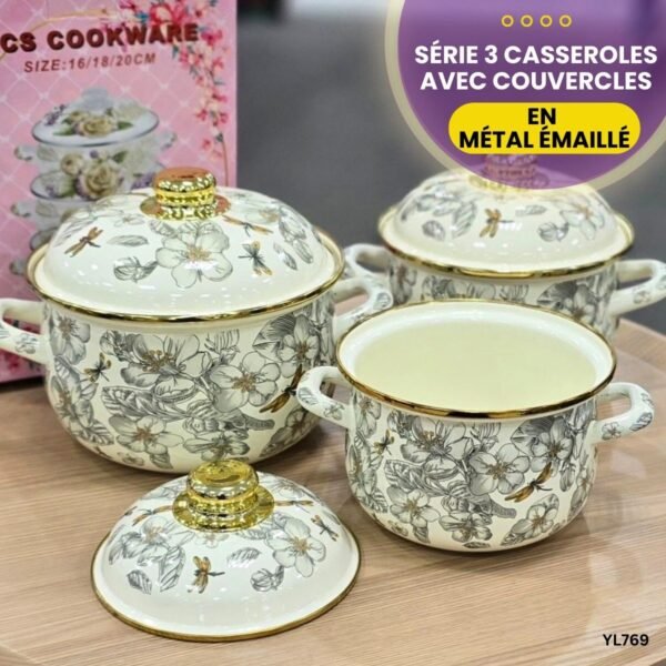 Série 3 Casseroles avec couvercles YL769 – Image 5