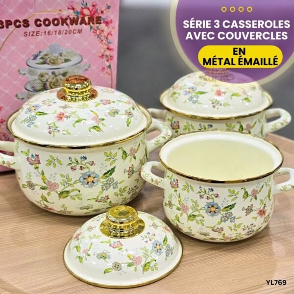 Série 3 Casseroles avec couvercles YL769 – Image 6