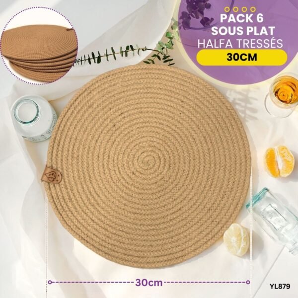 Pack 6 sous plat Halfa tressés YL879 – Image 2