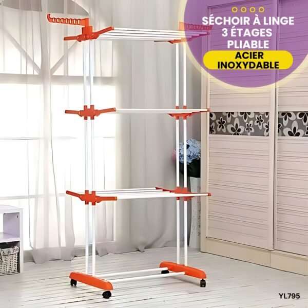 Séchoir à Linge en Acier Inoxydable YL795 – Image 2