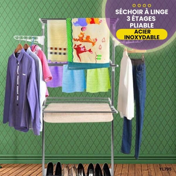 Séchoir à Linge en Acier Inoxydable YL795 – Image 3