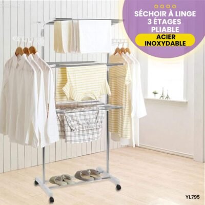Séchoir à Linge en Acier Inoxydable YL795