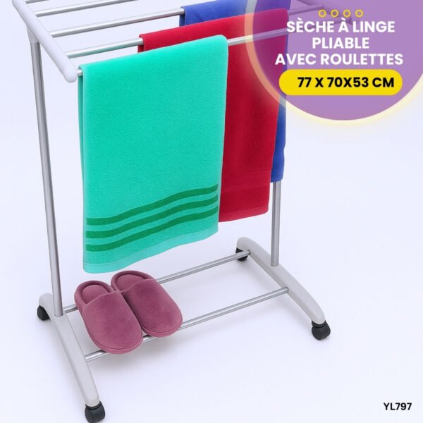 sèche à linge pliable avec roulettes YL797 – Image 4