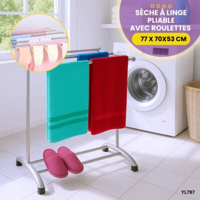 sèche à linge pliable avec roulettes YL797