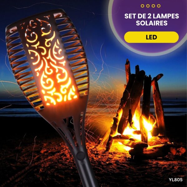 Set de 2 Lampes solaires de Jardin à LED YL805 – Image 3
