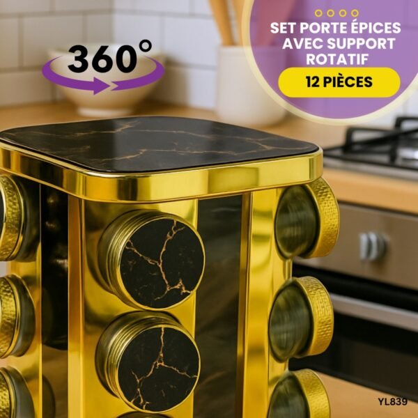 Set Porte Épices 12 Pièces Rotatif YL839 – Image 3