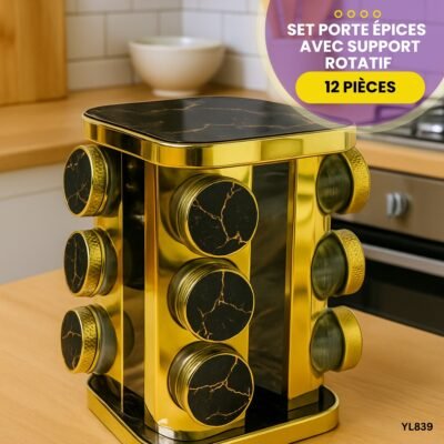 Set Porte Épices 12 Pièces Rotatif YL839