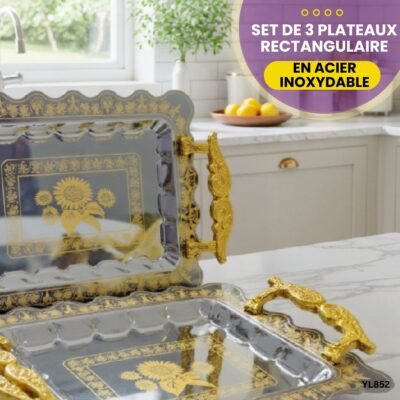 Ensemble de 3 Plateaux Rectangulaires YL852