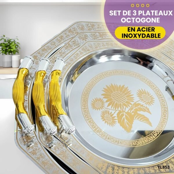 Ensemble de 3 Plateaux Octogonaux YL853 – Image 3