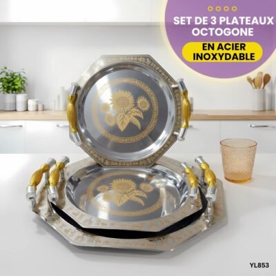 Ensemble de 3 Plateaux Octogonaux YL853