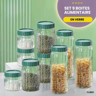 Set 9 boites alimentaire en verre YL860