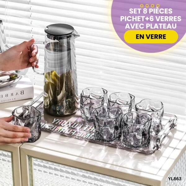Ensemble Carafe et 6 Verres + Plateau YL863 – Image 3