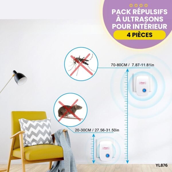 Pack Répulsifs à ultrasons 4 pièces YL876 – Image 4