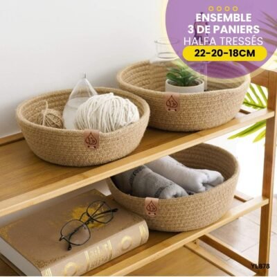 Ensemble 3 de Paniers Halfa tressés YL878