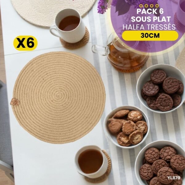 Pack 6 sous plat Halfa tressés YL879 – Image 4