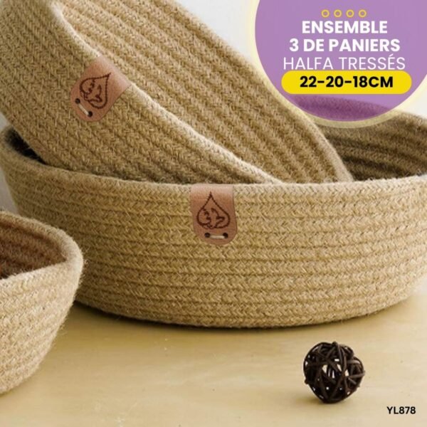 Ensemble 3 de Paniers Halfa tressés YL878 – Image 4