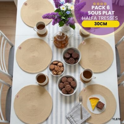 Pack 6 sous plat Halfa tressés YL879