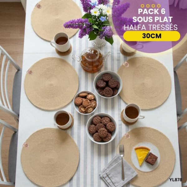 Pack 6 sous plat Halfa tressés YL879
