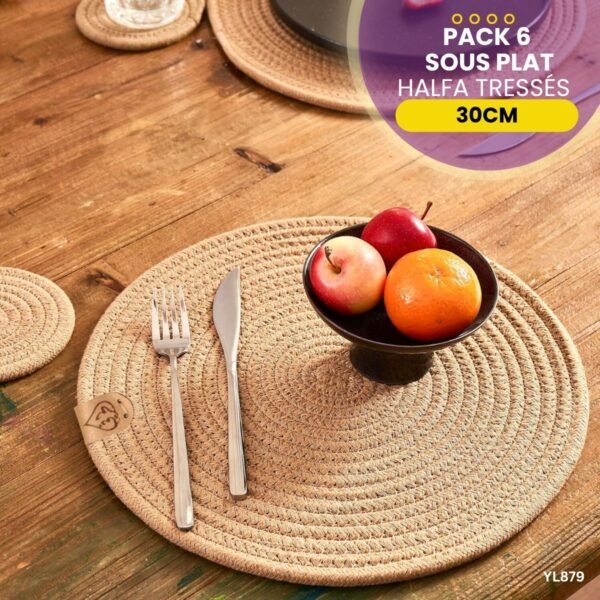 Pack 6 sous plat Halfa tressés YL879 – Image 3