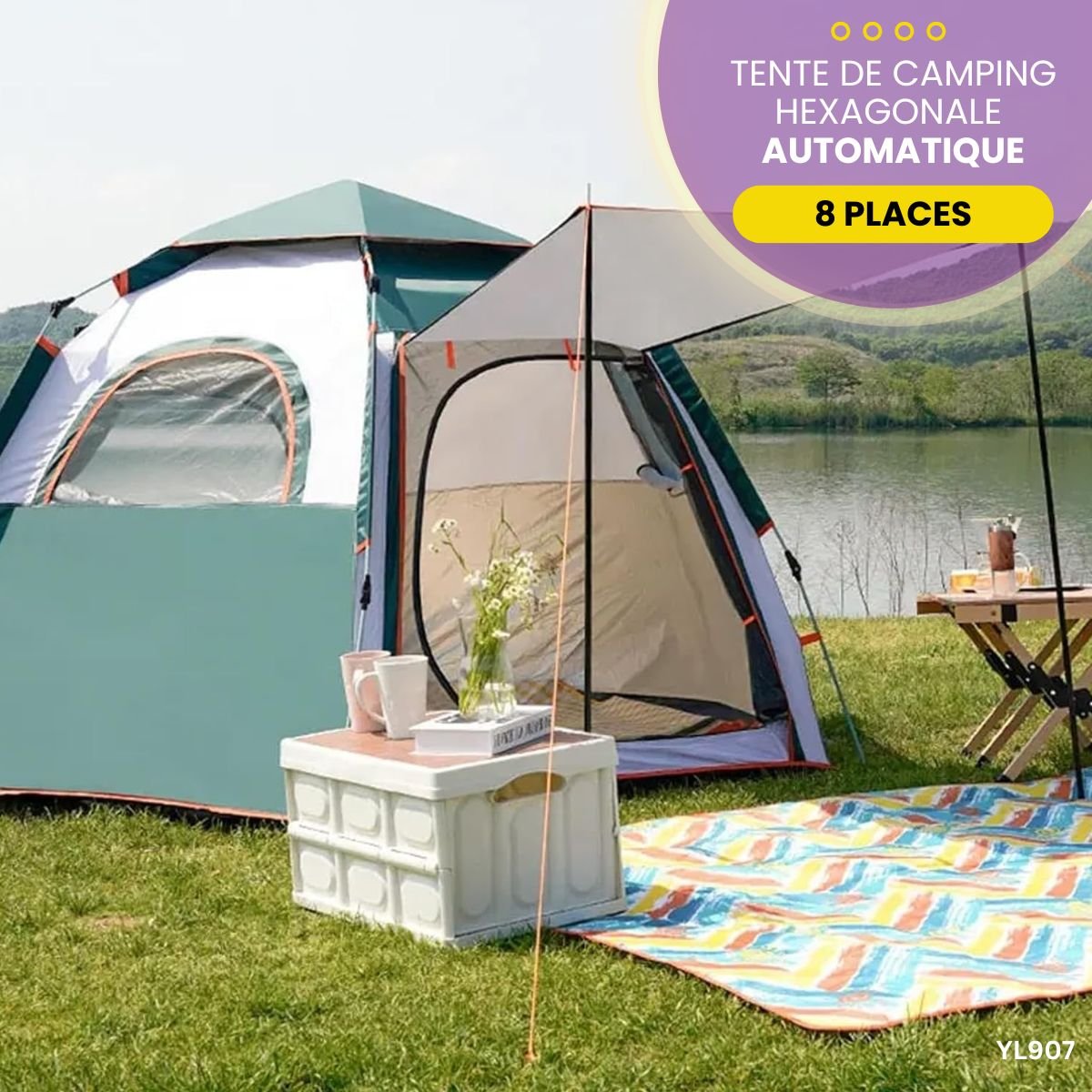 Tente Hexagonale 8 places Automatique YL907 – Image 2