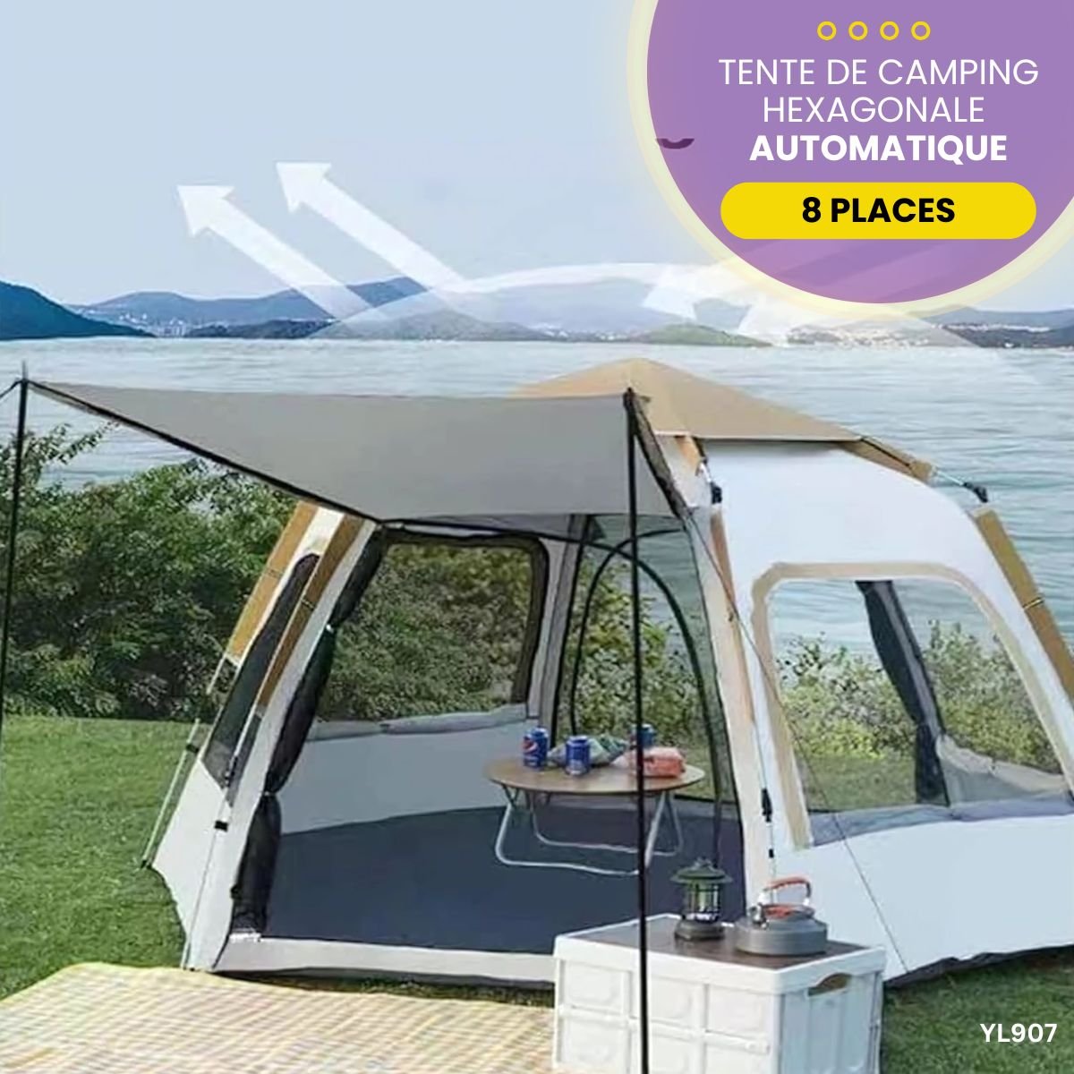 Tente Hexagonale 8 places Automatique YL907 – Image 4