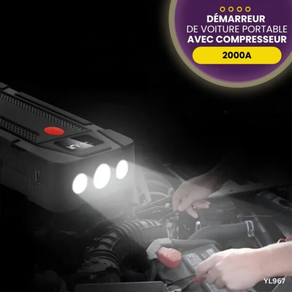 Démarreur de voiture portable 2000A avec compresseur YL967 – Image 3
