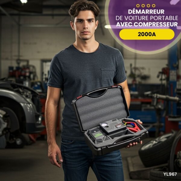 Démarreur de voiture portable 2000A avec compresseur YL967 – Image 4