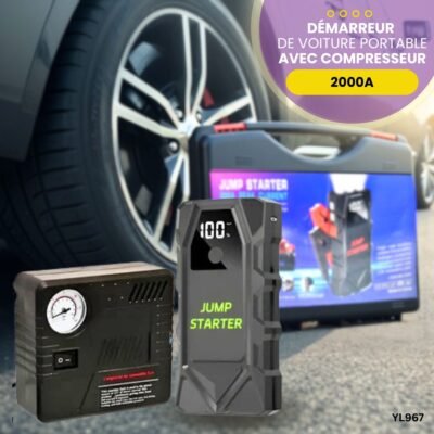 Démarreur de voiture portable 2000A avec compresseur YL967