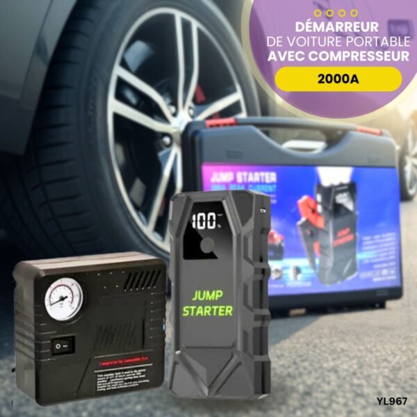 Démarreur de voiture portable 2000A avec compresseur YL967