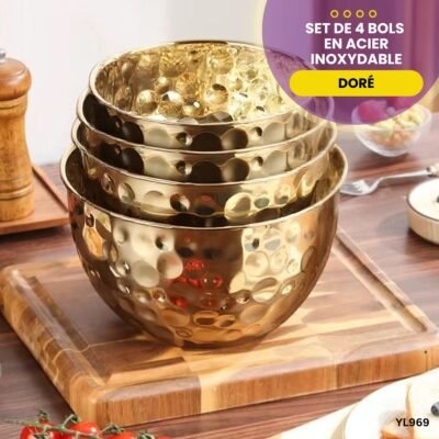 Set de 4 bols en acier inoxydable Dorés YL969