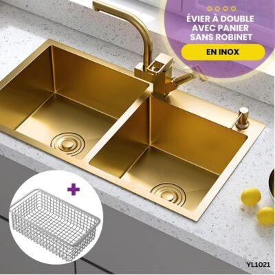 Évier à Double avec panier sans robinet YL1021