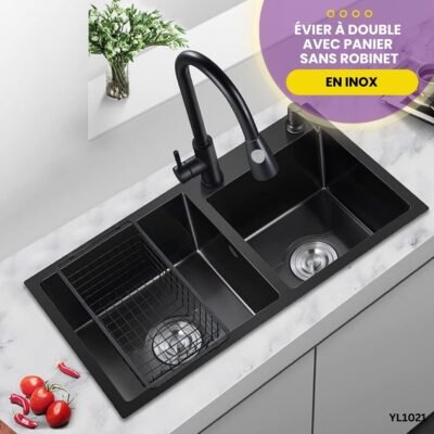 Évier à Double avec panier sans robinet YL1021