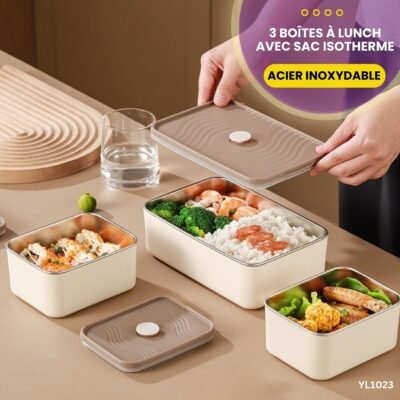 3 Boîtes à lunch avec sac isotherme YL1023