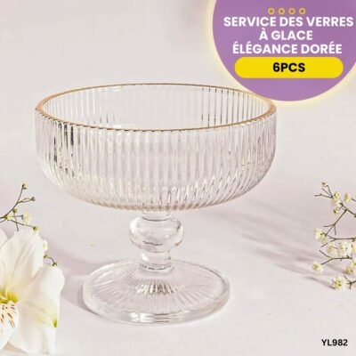 Service de Verres à Glace – Élégance Dorée YL982