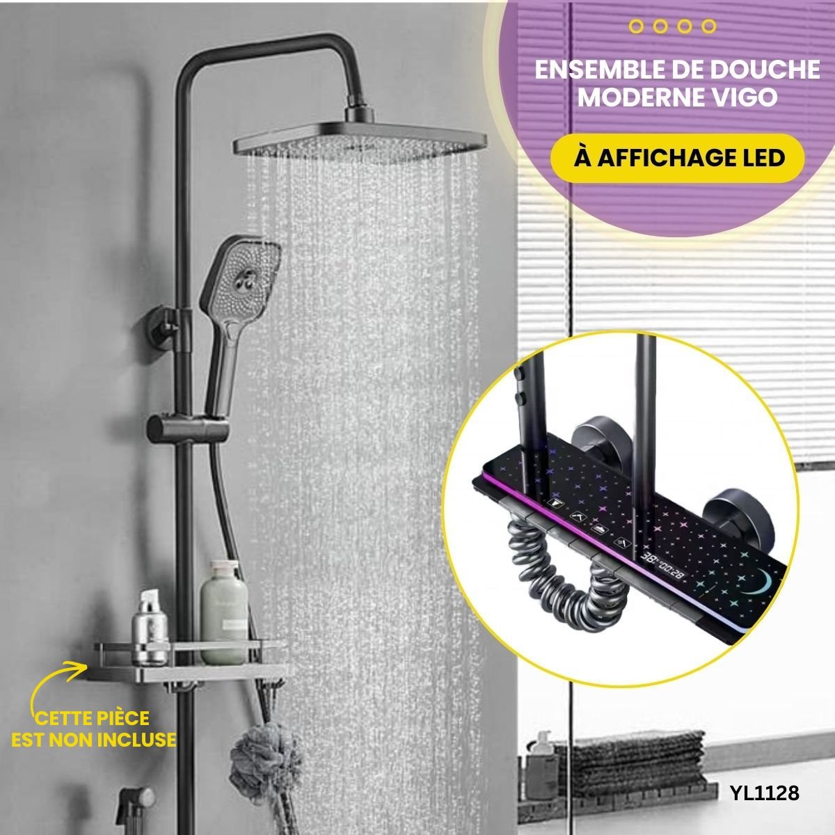 Ensemble de douche à affichage LED Vigo YL1128