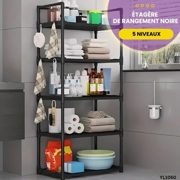 Étagère de rangement noire à 5 niveaux YL1050 – Image 2