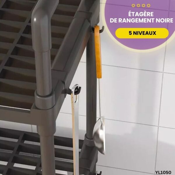 Étagère de rangement noire à 5 niveaux YL1050 – Image 3