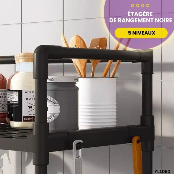 Étagère de rangement noire à 5 niveaux YL1050 – Image 4