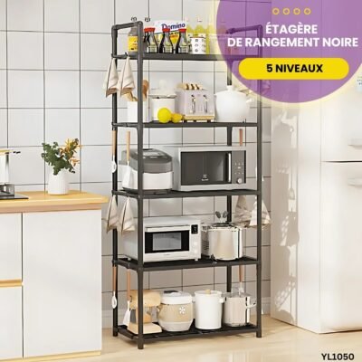 Étagère de rangement noire à 5 niveaux YL1050