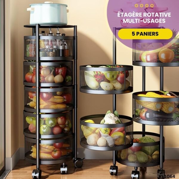 Étagère Rotative Multi-Usages 5 Paniers YL1064 – Image 2