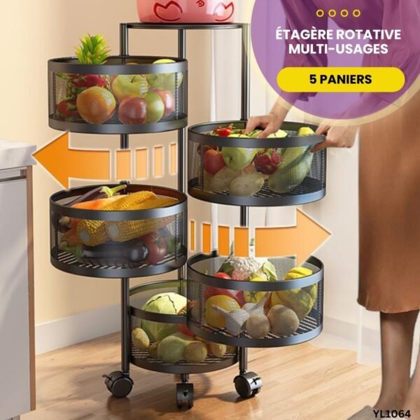 Étagère Rotative Multi-Usages 5 Paniers YL1064 – Image 3