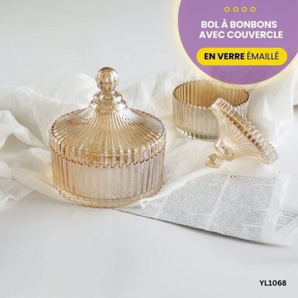 Bol à bonbons en verre émaillé avec couvercle YL1068 – Image 3