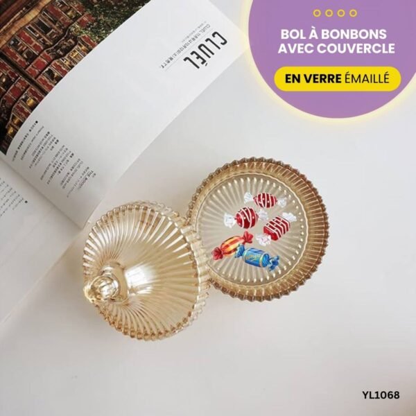 Bol à bonbons en verre émaillé avec couvercle YL1068 – Image 4